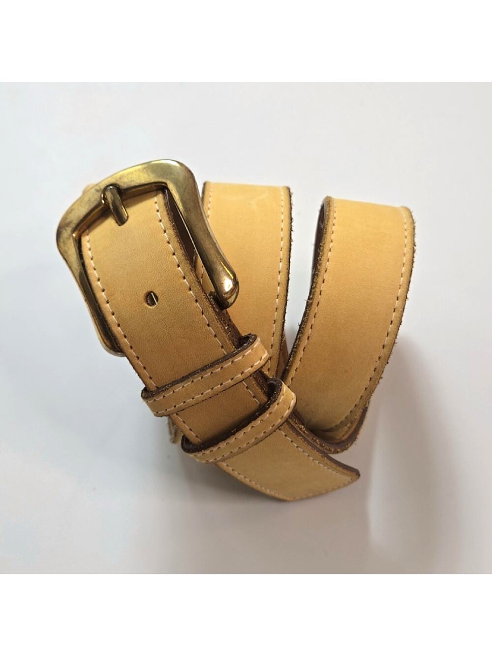 Vintage Women's Nubuck Leather Belt size Med Gold Buckle